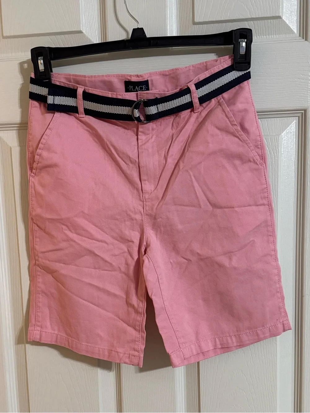 The Children's Place Pink Shorts with Navy Stripe Belt Girls size 14